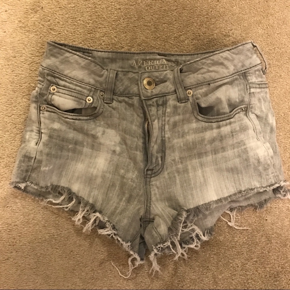 American Eagle Grey High Waisted Festival Shorts